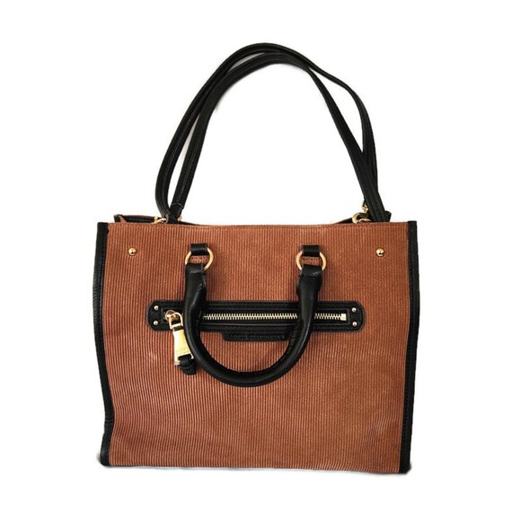 Aimee Kestenberg Stockbridge Brown Corduroy Leather Triple Entry Satchel Bag - Picture 2 of 10